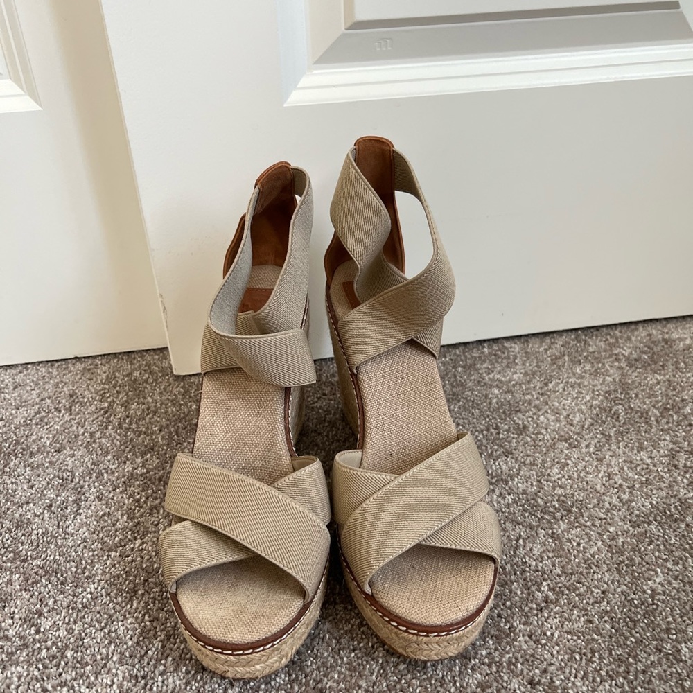 Tory Burch Wedge Espadrille - Elastic Strap Neutral Color